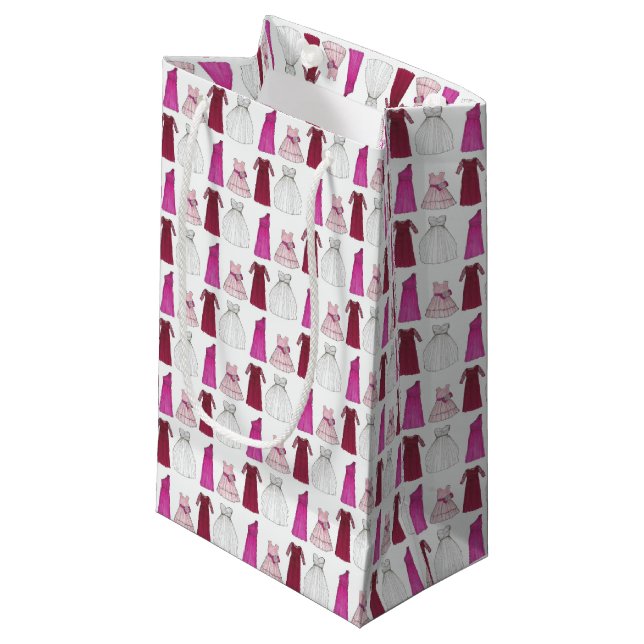 Wedding Bridal Party Gowns Bridesmaid Flowergirl Small Gift Bag (Front Angled)