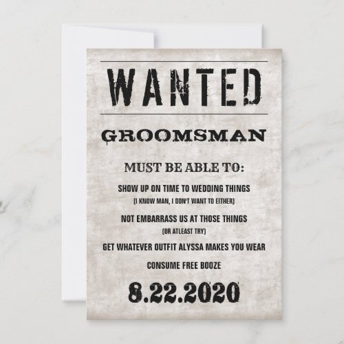 Wedding Bridal Party Groomsman Proposal Card