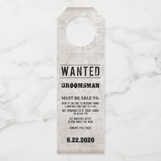 Wedding Bridal Party Groomsman Proposal Hanger tag (Front)