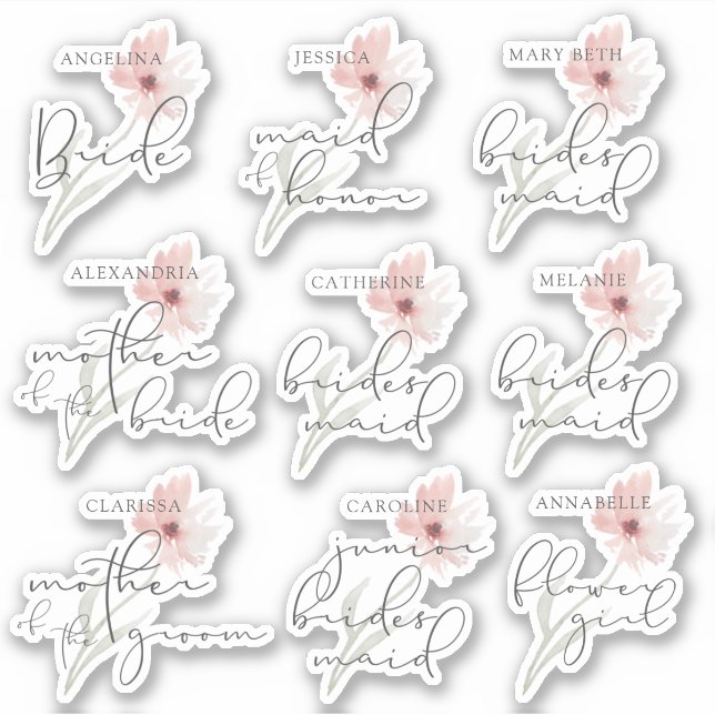 Wedding Bridal Party Personalized Title Sticker (Front)