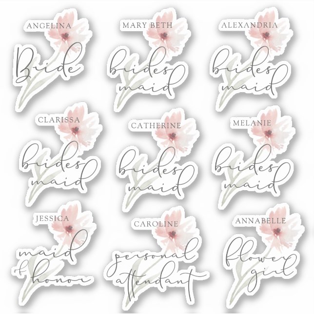 Wedding Bridal Party Personalized Title Sticker (Front)