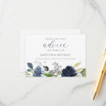 Wedding Bridal Shower Advice Cards Navy Watercolor<br><div class="desc">Navy Blue Watercolor Bouquet Bridal Shower or Wedding Advice Cards: This design features a beautiful navy blue watercolor floral bouquet at the bottom with just a hint of silver glitter. When your guests write their advice and wishes out for the couple, they can flip the card over to keep their...</div>