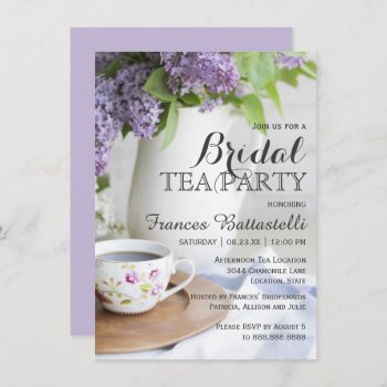 Wedding Bridal Shower Afternoon Tea Lilac Flowers Invitation by bridalwedding at Zazzle