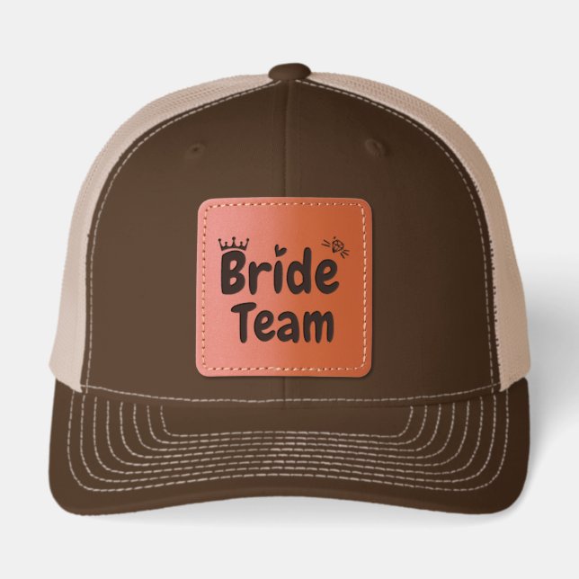 Wedding Bridal Shower Bride Team Fun Leather Patch Hat (Front)