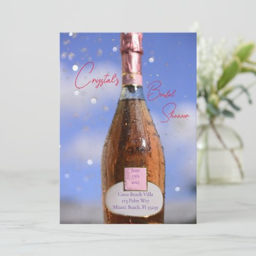Wedding Bridal Shower Champagne Bottle Invitation 