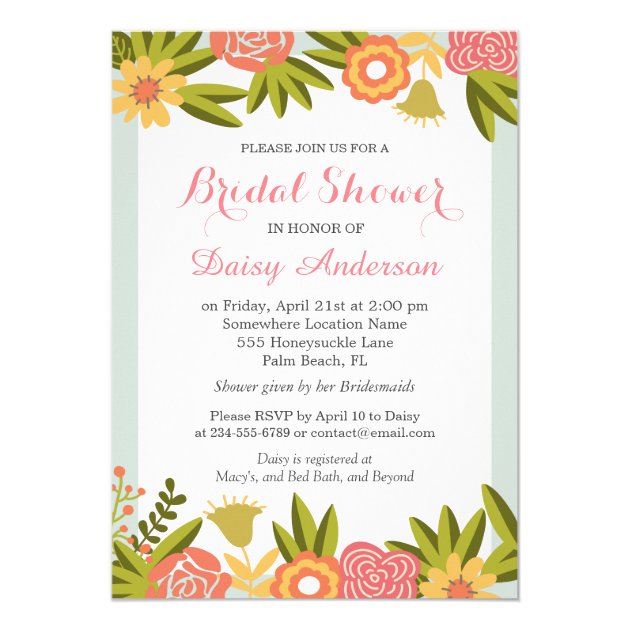 Wedding Bridal Shower Chic Garden Blooming Flowers Invitation