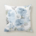 Wedding Bridal Shower Dusty Blue Watercolor Floral Throw Pillow<br><div class="desc">Soft dusty blue - blue-gray watercolor floral throw pillow: This beautiful watercolor painted design pillow is perfect as a gift for the new bride / couple. It matches my soft dusty blue watercolor bouquet collection, and features large dusty blue flowers paired with gray watercolor greenery. If you're going all out...</div>