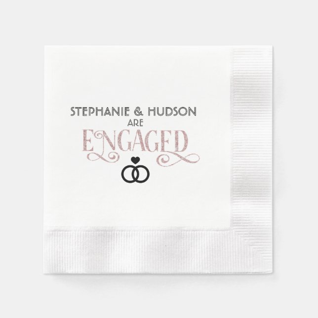 wedding, bridal shower, Engaged, Engagement party Napkins (Front)