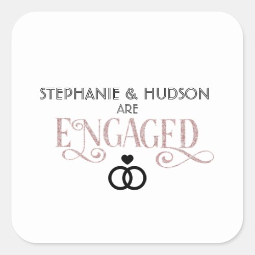 wedding bridal shower Engaged Engagement party Square Sticker