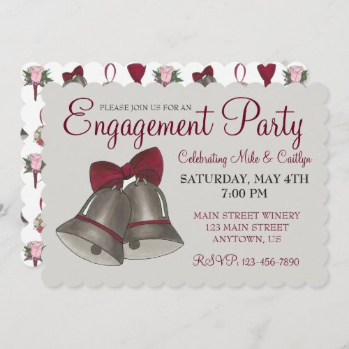 Wedding Bridal Shower Engagement Party Silver Bell Invitation