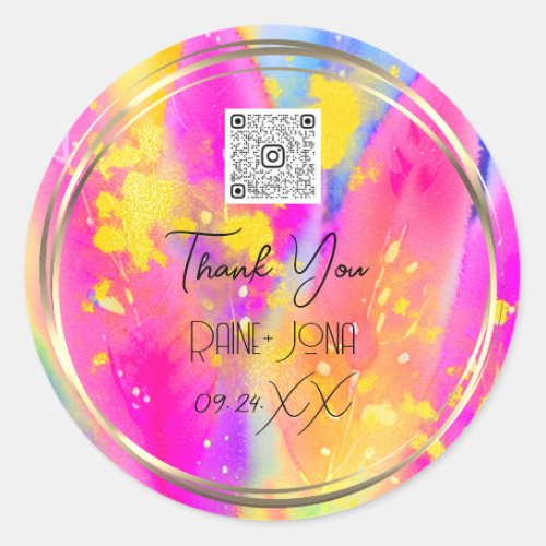 Wedding Bridal Shower Favor Abstract Pink Gold  Classic Round Sticker