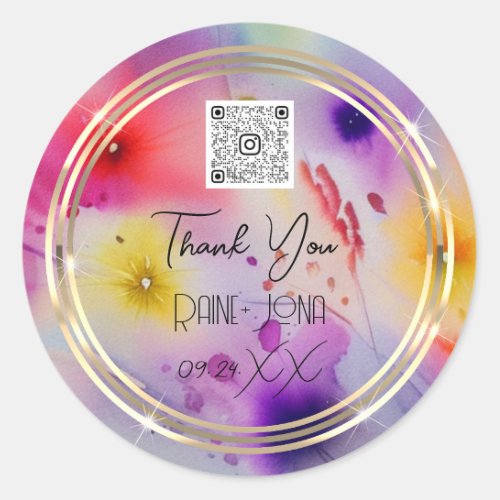 Wedding Bridal Shower Favor Watercolor Flowers  Classic Round Sticker