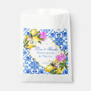 Wedding bridal shower favors blue tiles lemons favor bag