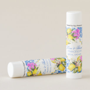 Wedding bridal shower favors blue tiles lemons lip balm