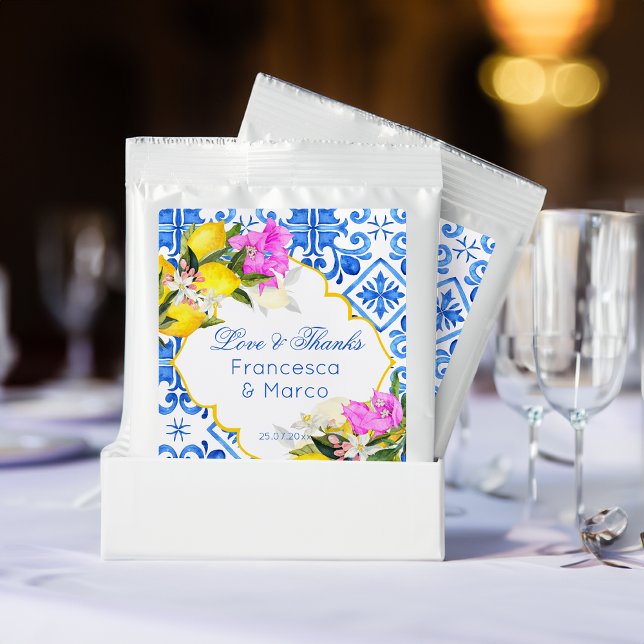 Wedding bridal shower favors blue tiles lemons margarita drink mix (Wedding bridal shower favors blue tiles lemons margarita drink mix)