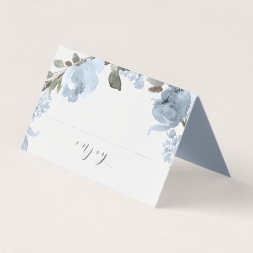 Wedding Bridal Shower Food Label Cards Dusty Blue