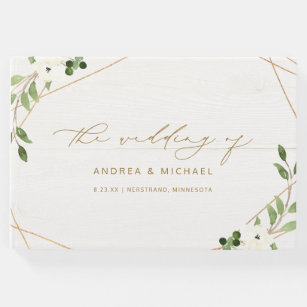 Wedding Bridal Shower Geometric Greenery Gold Guest Book Wedding Bridal Shower Geometric Greenery Gold Guest Book