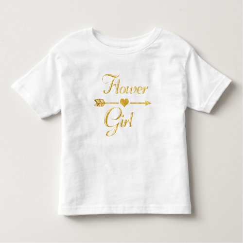 Wedding Bridal Shower Glitter Gold Flower Girl Toddler T_shirt
