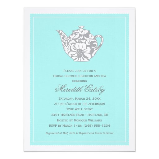 Tea Themed Bridal Shower Invitations 1