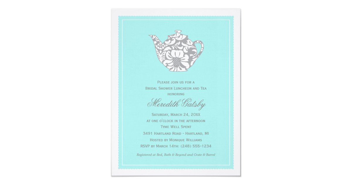 Tea Themed Bridal Shower Invitations 5