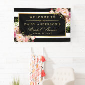 Wedding Bridal Shower Modern Vintage Floral Decor Banner (Insitu)