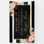 Wedding Bridal Shower Modern Vintage Floral Decor Banner (Vertical)