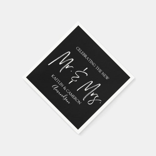 Wedding Bridal Shower Napkins | Typography (Black) | Zazzle