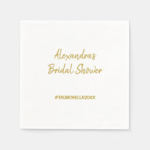 Wedding Bridal Shower Party Napkins Hashtag Gold