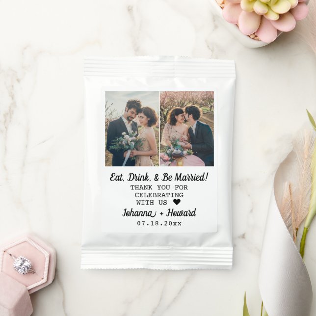 Wedding Bridal Shower Photo Collage Custom Text Margarita Drink Mix (Wedding)