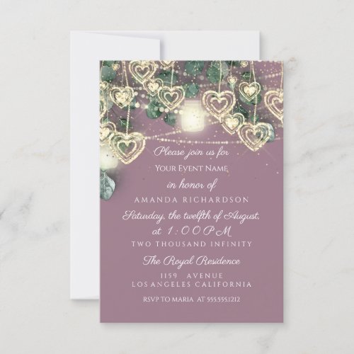 Wedding BRIDAL Shower Purple Pink Sweet 16th Invitation