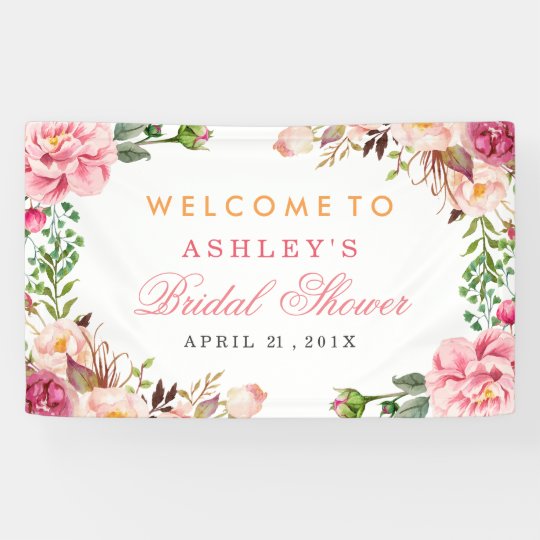 Wedding Bridal Shower Romantic Chic Floral Wrapped Banner Zazzle Com