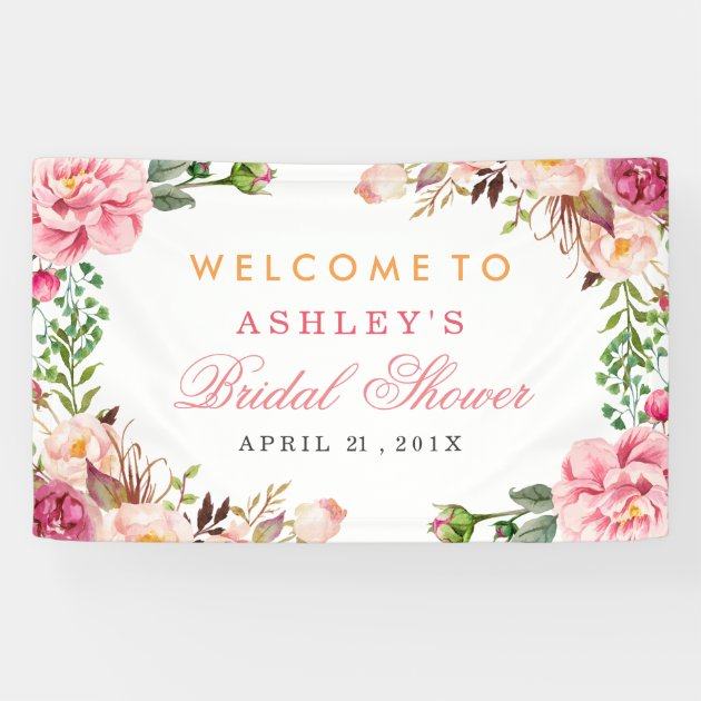 Wedding Bridal Shower Romantic Chic Floral Wrapped Banner