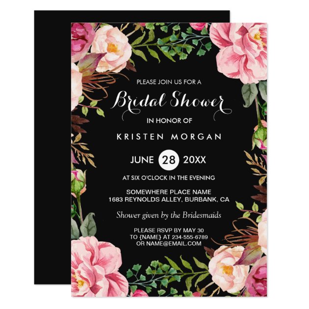 Wedding Bridal Shower Romantic Floral Wreath Wrap Invitation