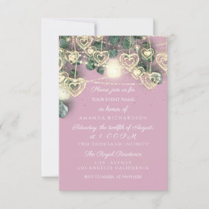 Wedding BRIDAL Shower Rustic Pink Sweet 16th Invitation