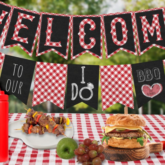 Wedding & Bridal Shower Summer I Do BBQ Party Bunting Flags (Creator Uploaded)