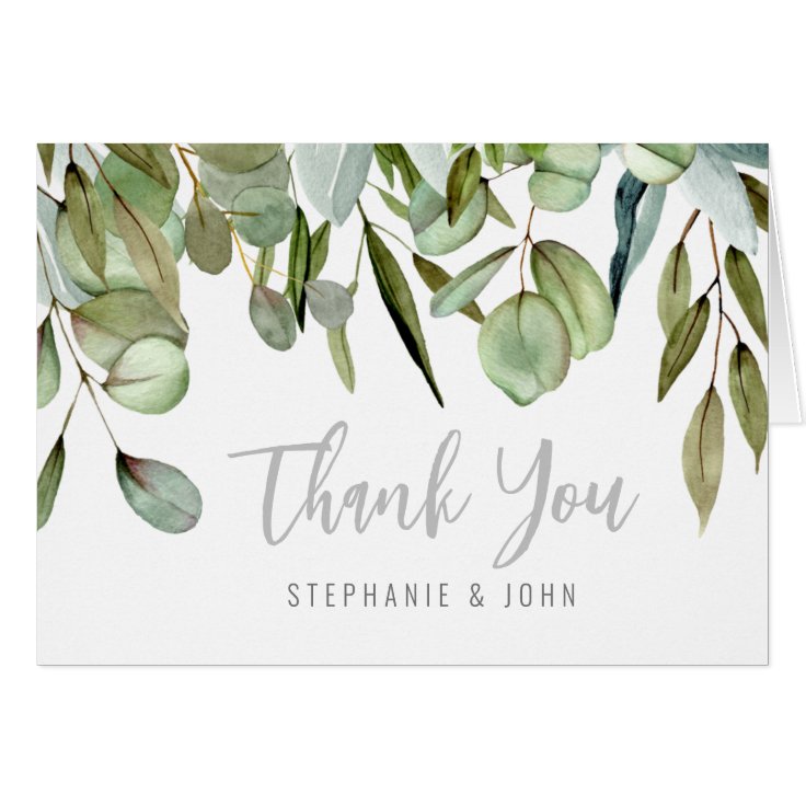 Wedding Bridal Shower Thank You Cards Greenery Zazzle