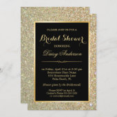 Wedding Bridal Shower Trendy Gold Glitter Sparkles Invitation (Front/Back)