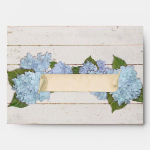 Wedding Bridal Stationery Shiplap Wood Hydrangea Envelope