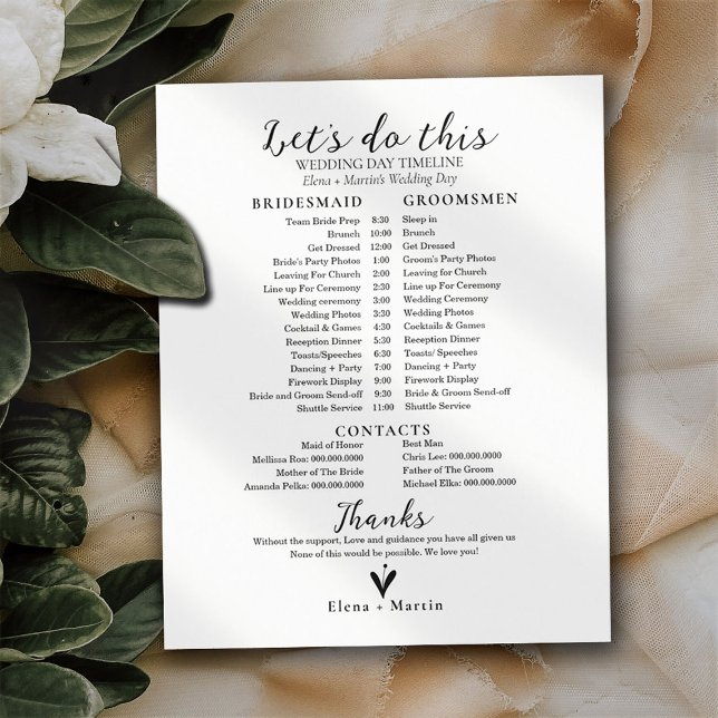 Wedding Bridal Timeline Order of Events (Creator Uploaded)