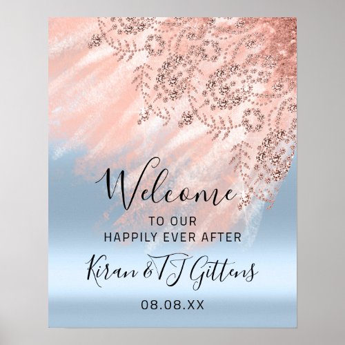 Wedding Bridal Welcome Dress Drips Blue Event Poster