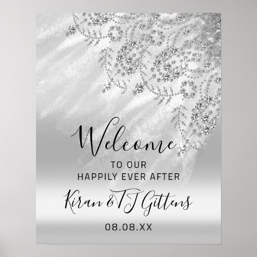 Wedding Bridal Welcome Dress Drips Gray Event Poster