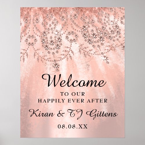 Wedding Bridal Welcome Rose Gold Royal Sweet 16th Poster