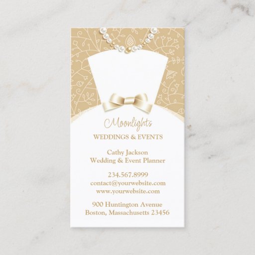 Customizable Wedding Bridal White Dress Business Card
