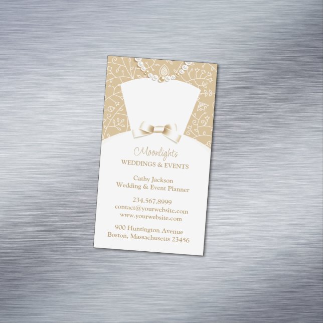 Wedding Bridal White Dress  Business Card Magnet (In Situ)