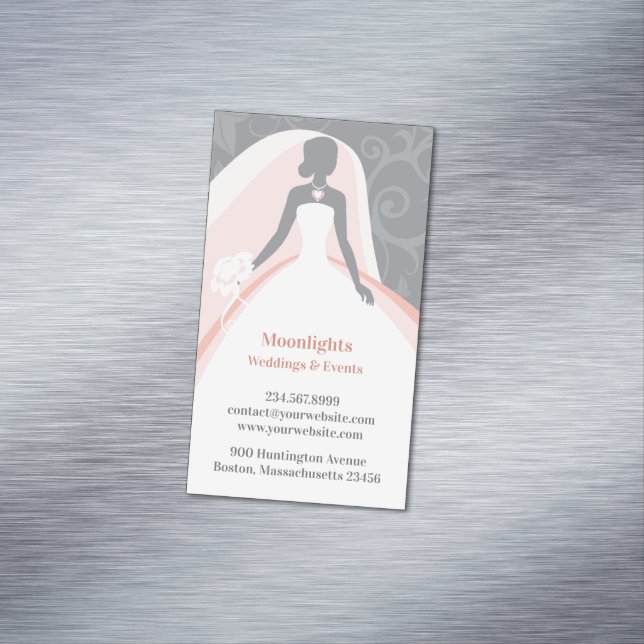 Wedding Bridal White Dress Business Card Magnet (In Situ)