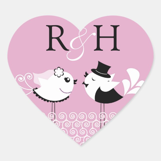 Wedding Bride and Groom Birds Stickers (Front)