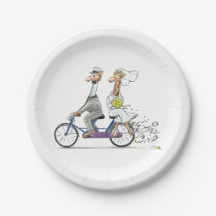 wedding bride and groom giraffes - personalized paper plates
