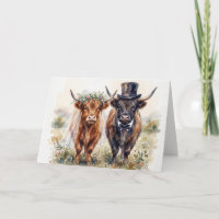 Wedding Bride and Groom Highland Cows