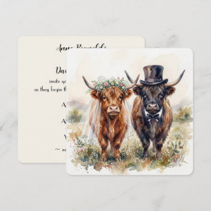 Wedding Bride and Groom Highland Cows Invitation