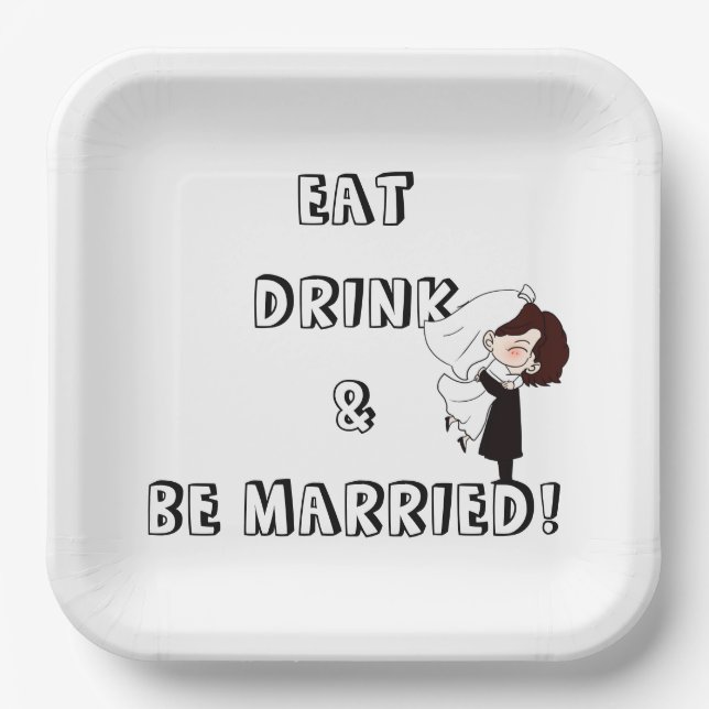 Wedding Bride and Groom Humor Paper Plates (Front)